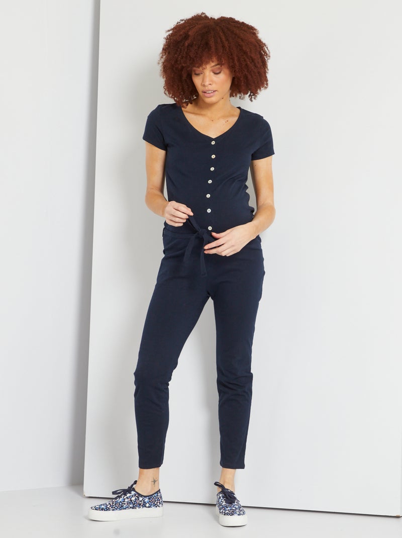 Combinaison grossesse en coton bleu marine - Kiabi