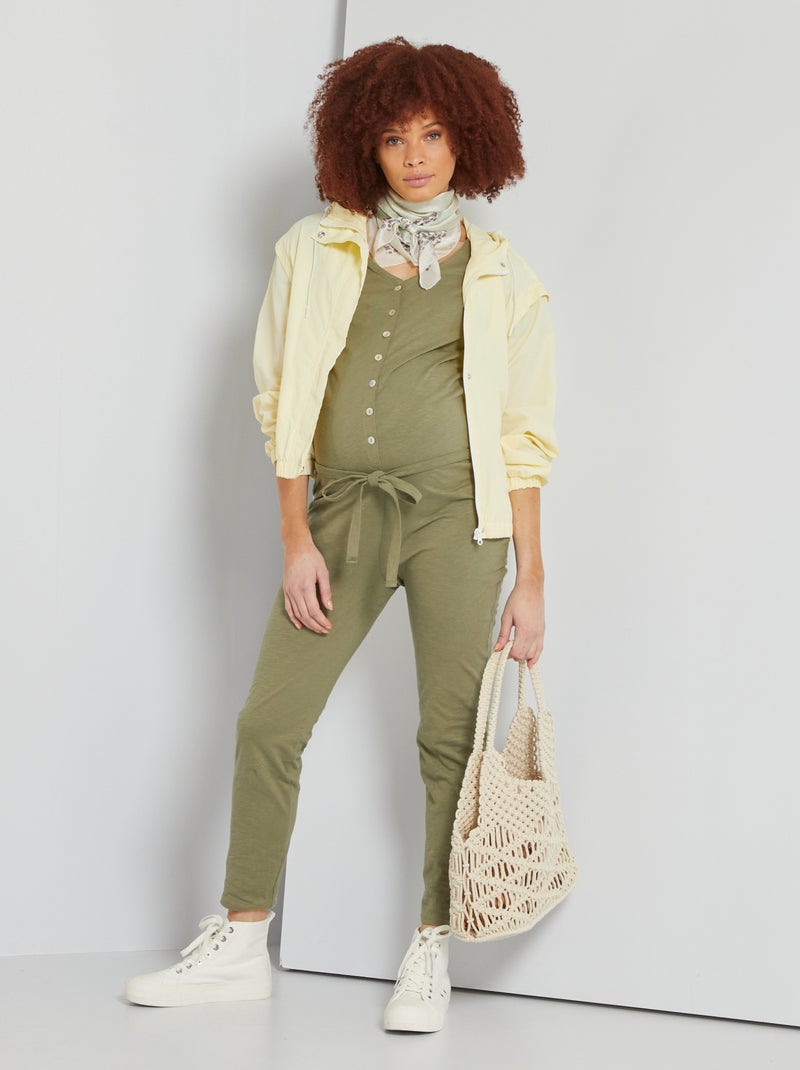 Combinaison grossesse en coton vert lichen - Kiabi