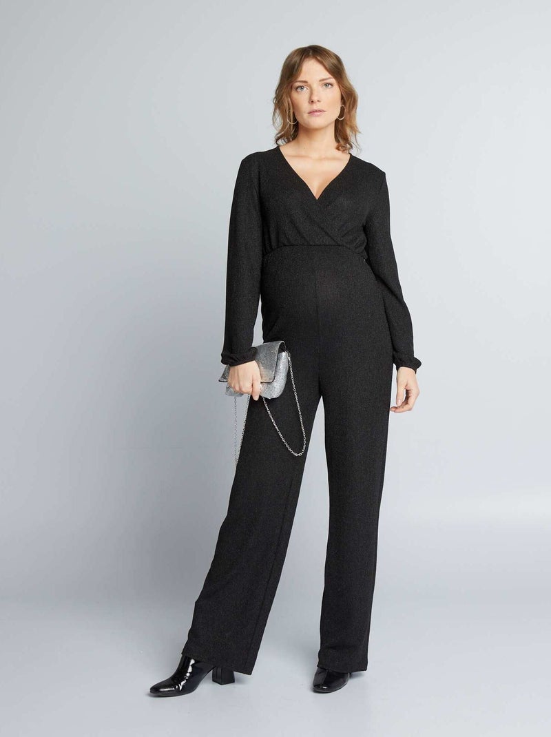 Combinaison grossesse maille plissée irisée noir Maternité