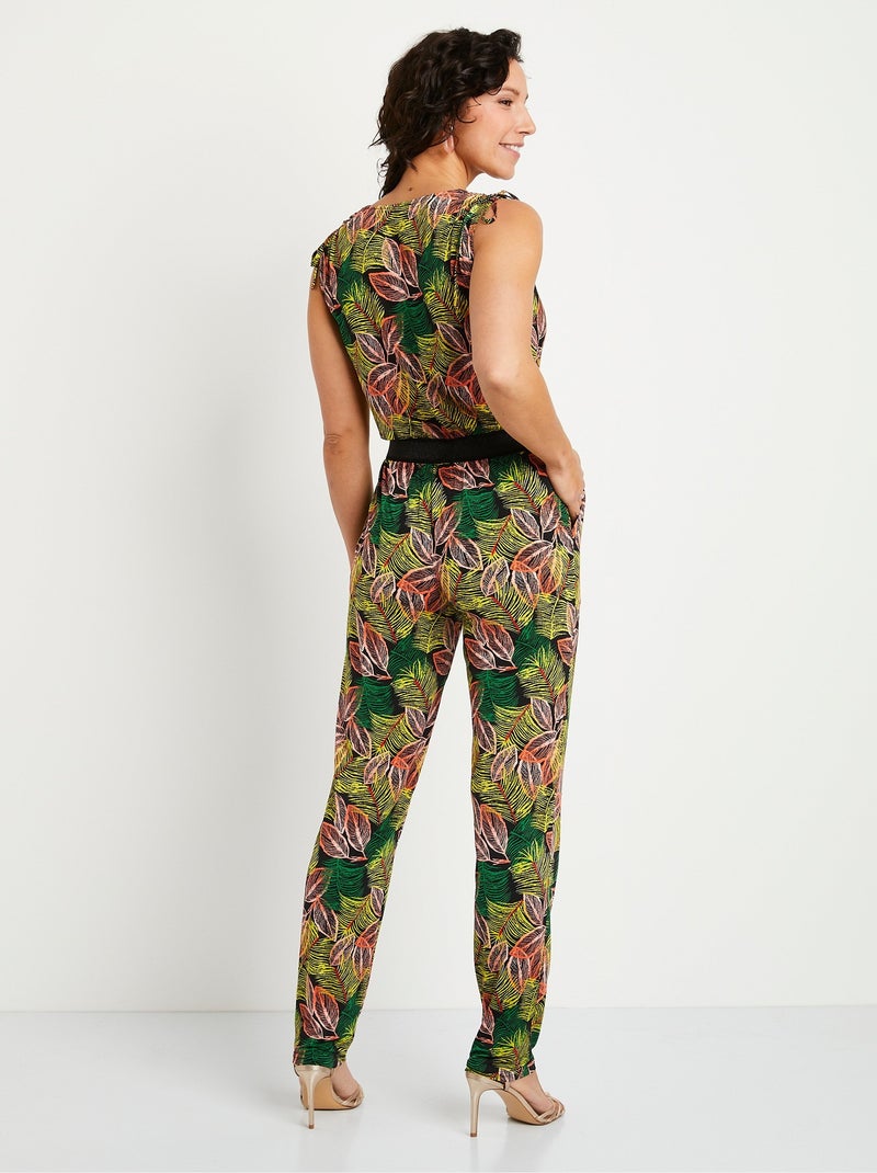 Combinaison imprimée taille élastiquée Vert - Kiabi