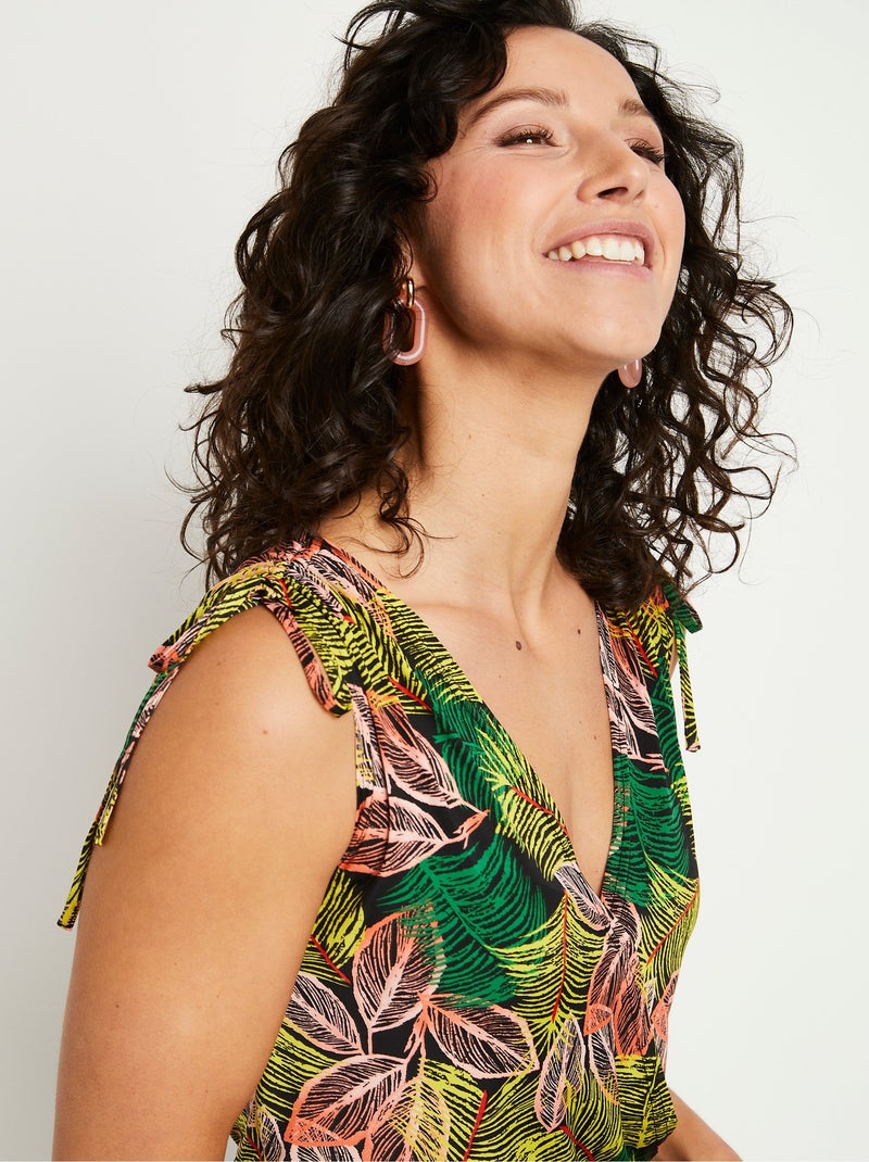 Combinaison imprimée taille élastiquée Vert - Kiabi