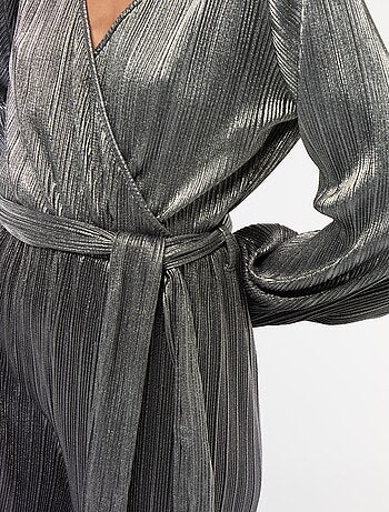 Combinaison jambe large en maille plissée