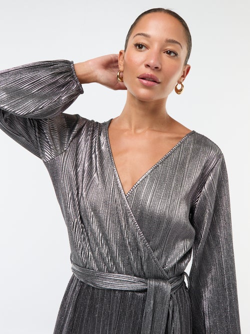 Combinaison jambe large en maille plissée - Kiabi