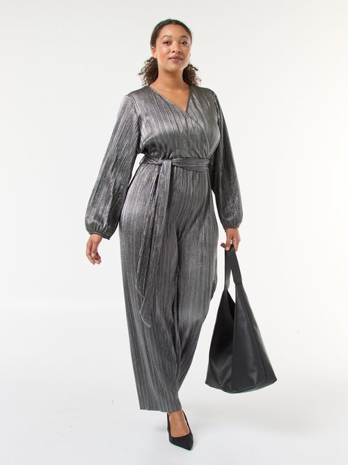 Combinaison jambe large en maille plissée - Kiabi