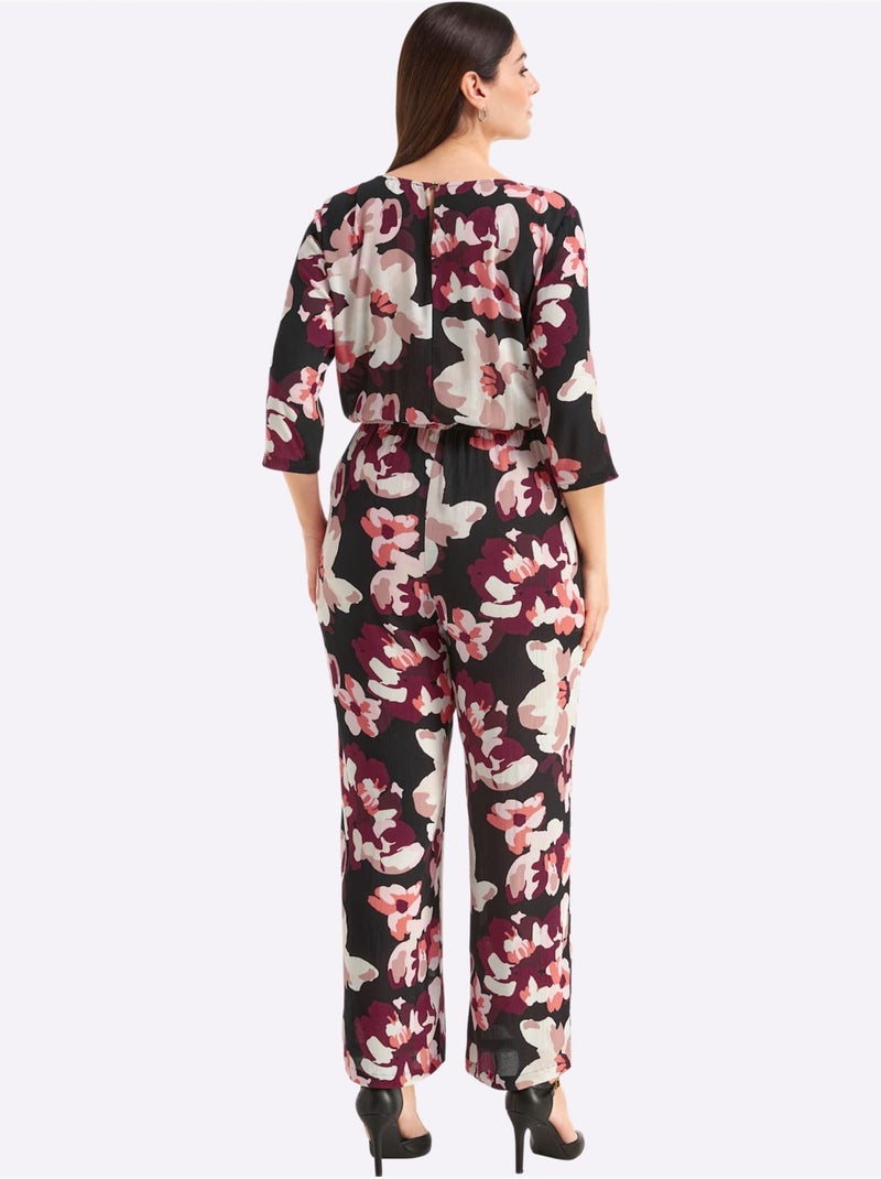 Combinaison Joli Motif Floral - Taille Standard - Sheego Noir Orange - Kiabi