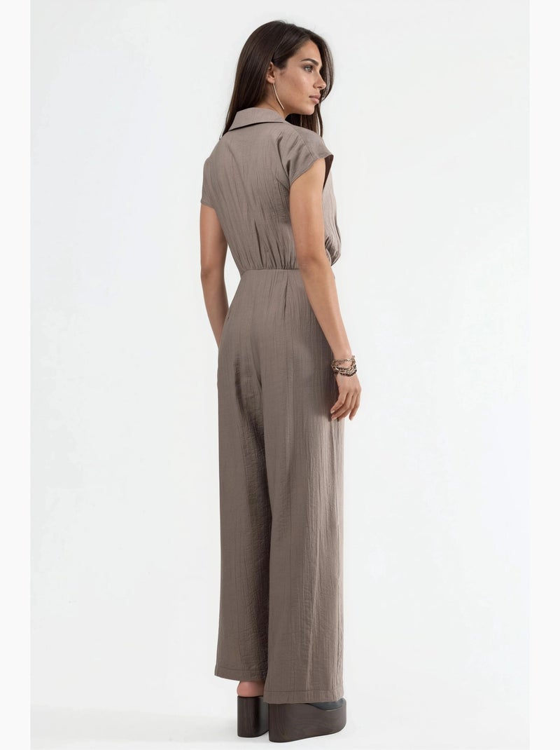Combinaison large à boutons et col chemise busem Marron clair - Kiabi