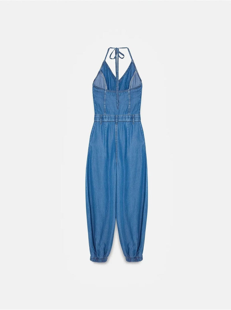 Combinaison large à col halter dilvin Bleu saphir - Kiabi