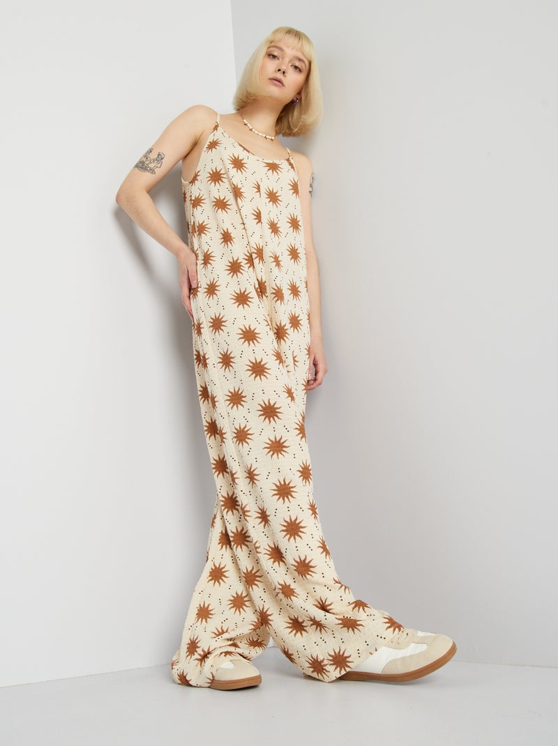 Combinaison large en maille stretch Beige - Kiabi