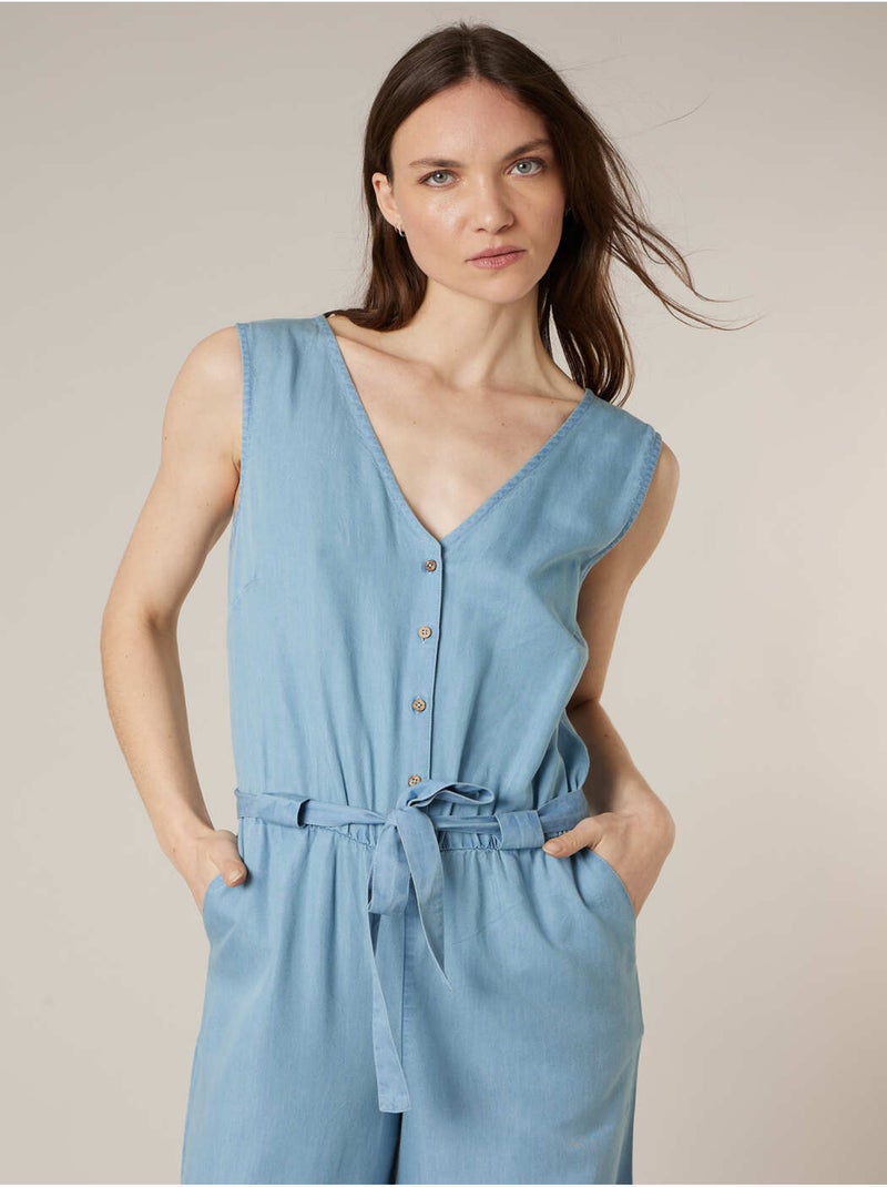Combinaison large femme en lyocell 'Deeluxe' Bleu - Kiabi