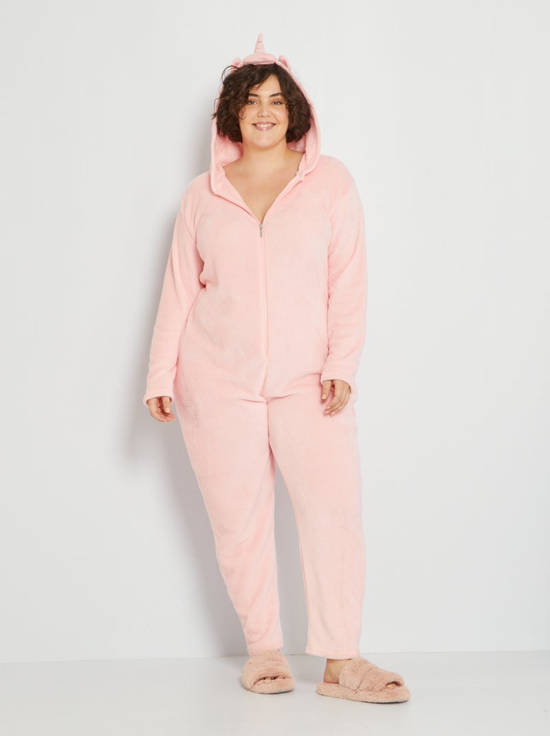 Combinaison 'licorne' en polaire rose - Kiabi