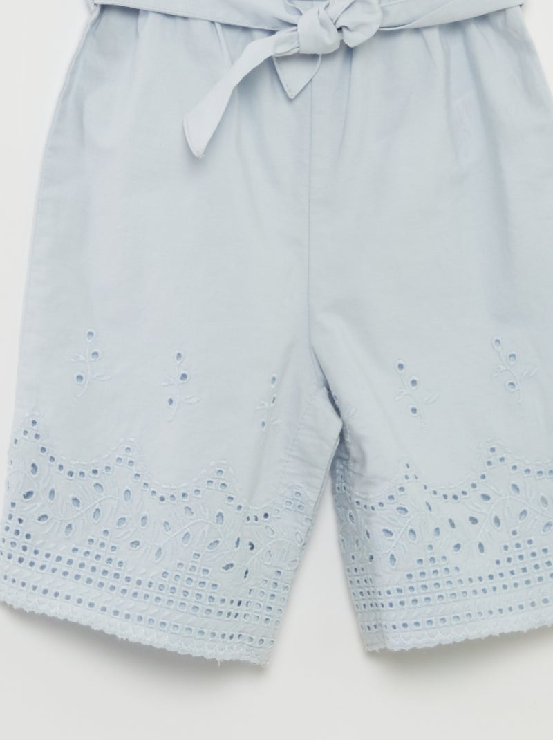 Combinaison longue à bretelles avec broderies à la base BLEU - Kiabi