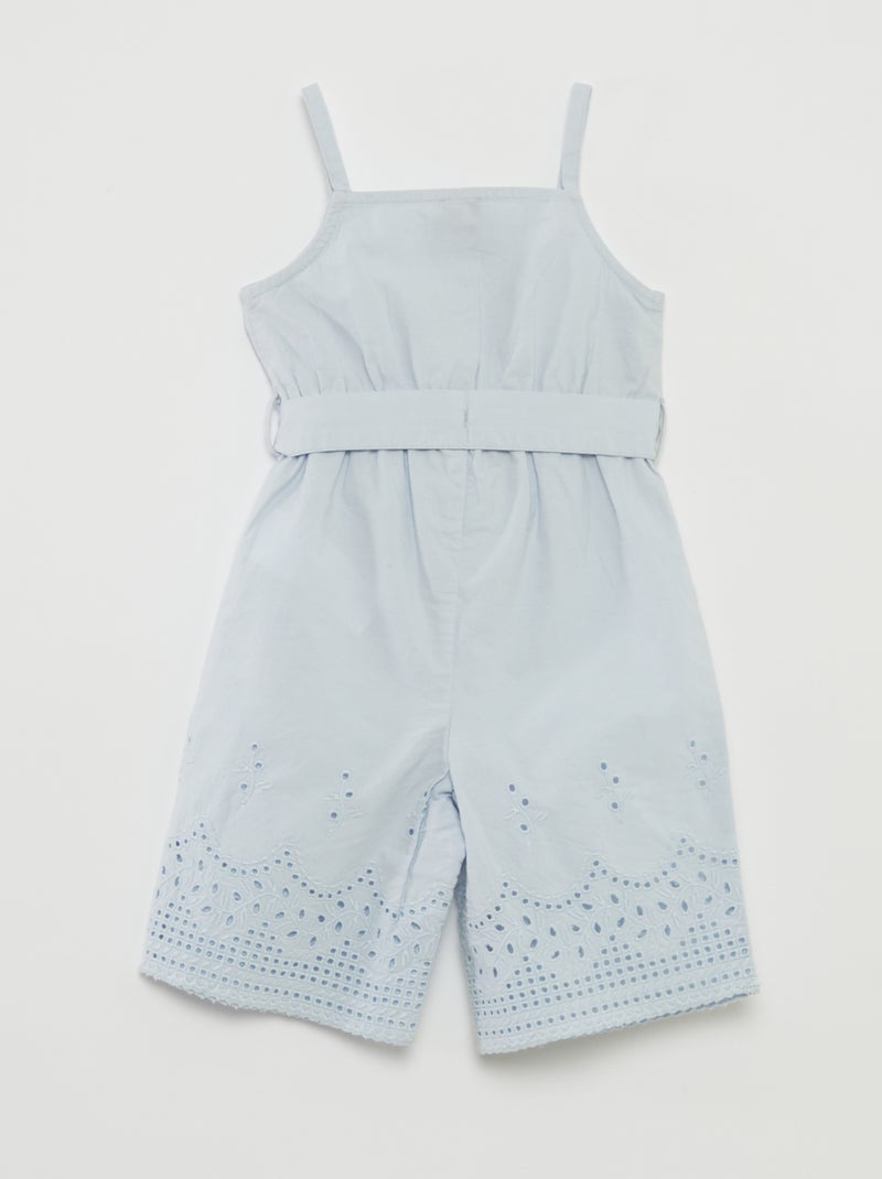 Combinaison longue à bretelles avec broderies à la base BLEU - Kiabi