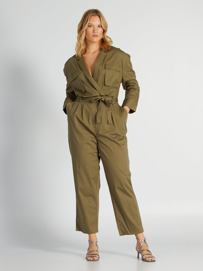 Combinaison longue avec ceinture Vert - Kiabi