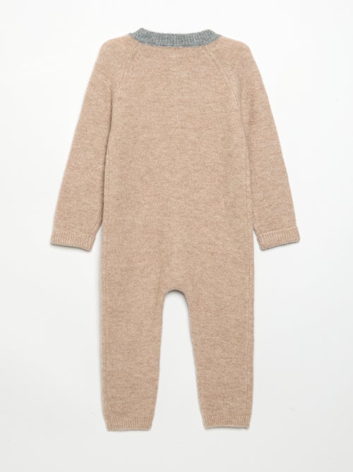 Combinaison longue bicolore en tricot - Kiabi