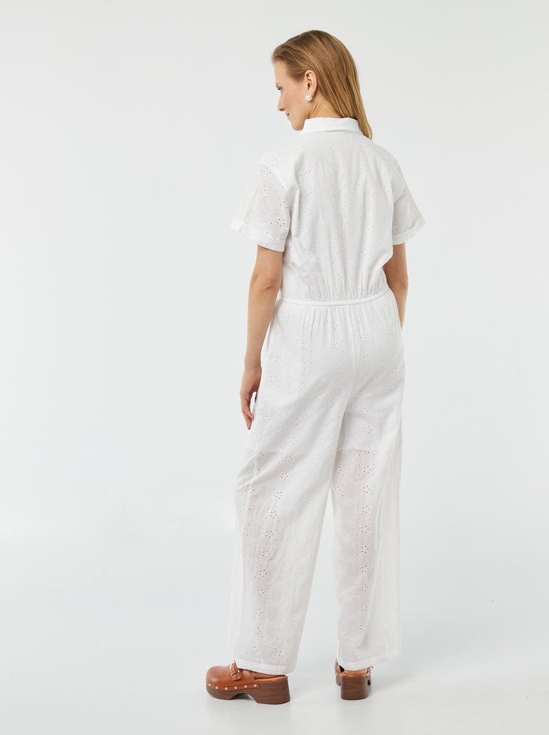 Combinaison longue brodée Blanc - Kiabi