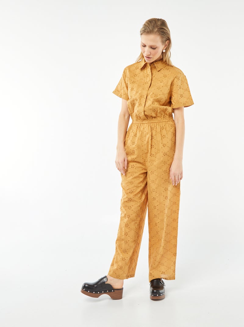 Combinaison longue brodée Ocre - Kiabi