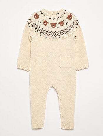 Combinaison longue de Noël en tricot jacquard
