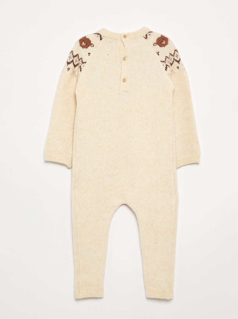 Combinaison longue de Noël en tricot jacquard Beige - Kiabi