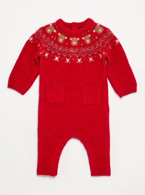 Combinaison longue de Noël en tricot jacquard - Kiabi