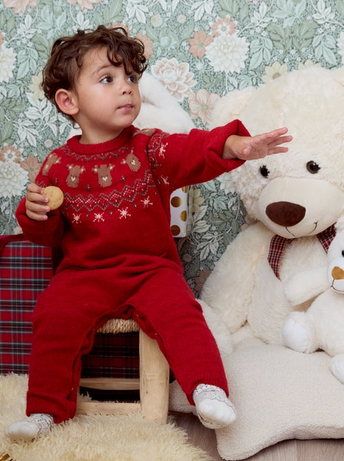 Combinaison longue de Noël en tricot jacquard - Kiabi