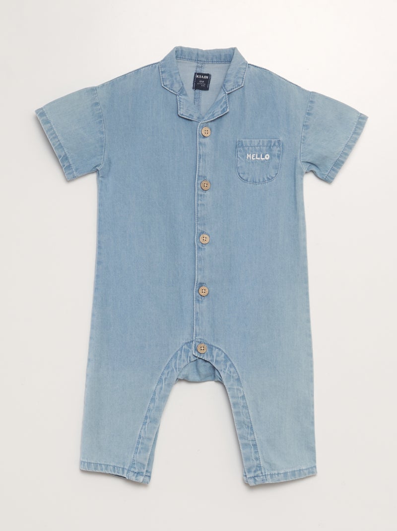 Combinaison longue en denim avec poche brodée Denim - Kiabi