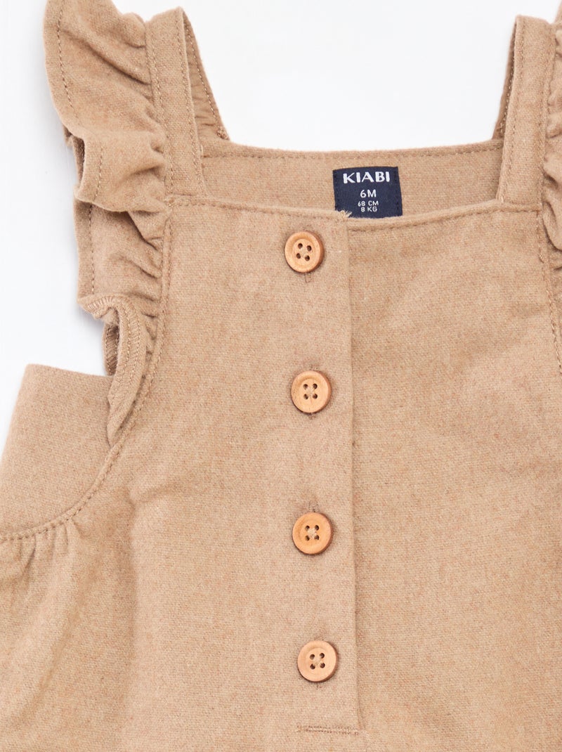 Combinaison longue en flanelle de coton Marron - Kiabi