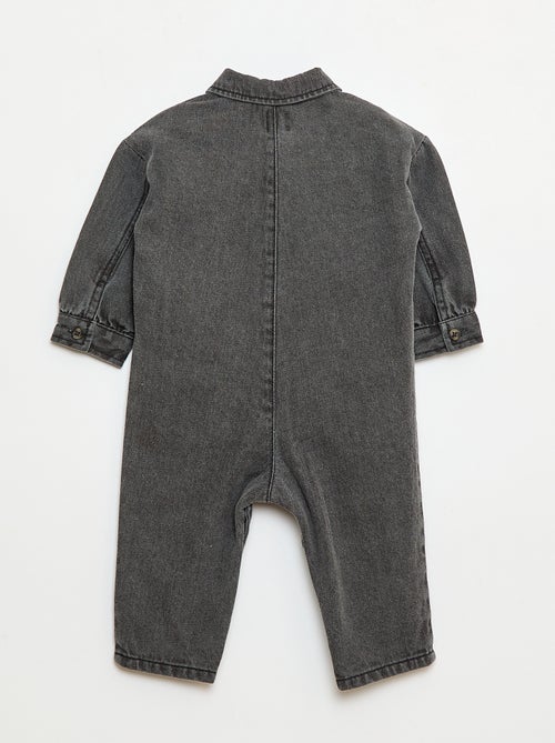 Combinaison longue en jean à ouverture boutonnée - Kiabi