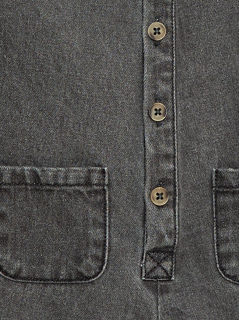 Combinaison longue en jean à ouverture boutonnée Gris - Kiabi