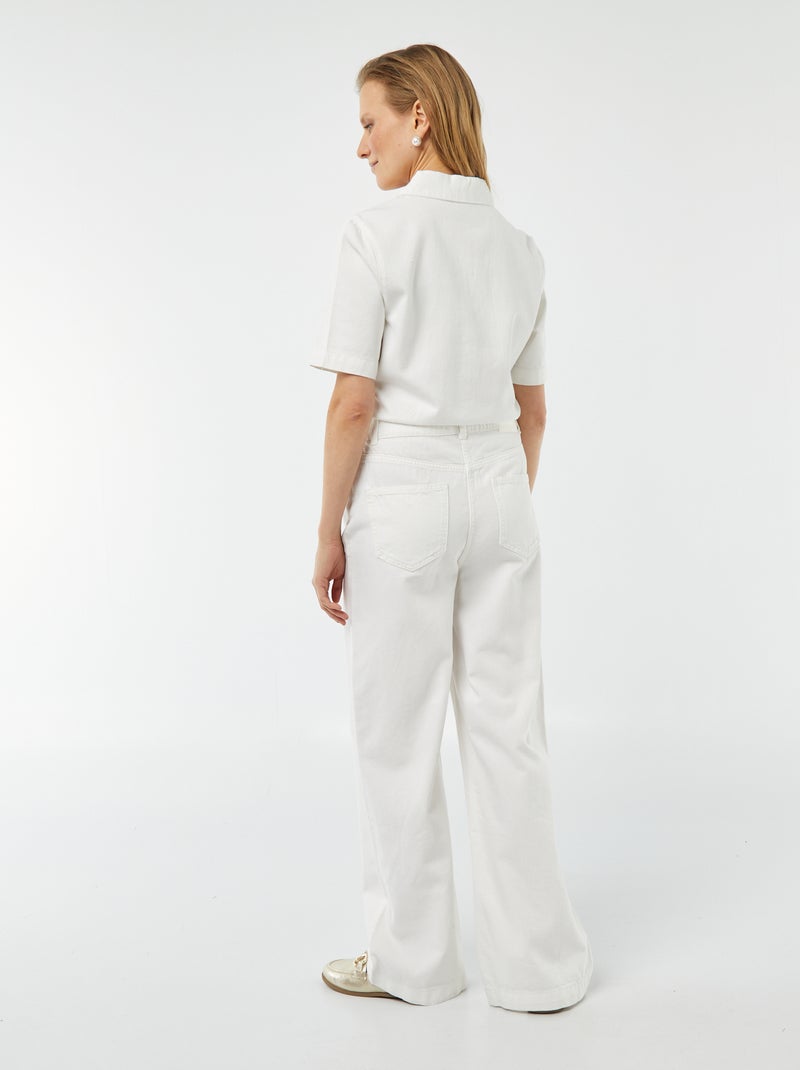 Combinaison longue en jean avec manches courtes Blanc - Kiabi