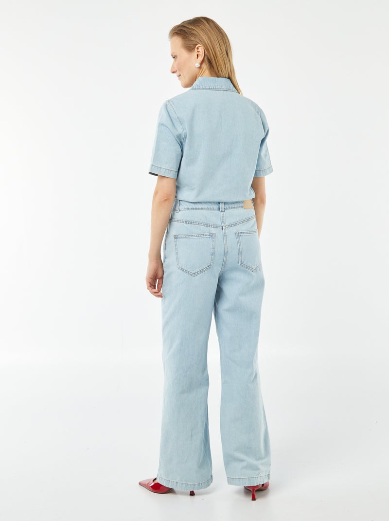 Combinaison longue en jean avec manches courtes Triple stone - Kiabi