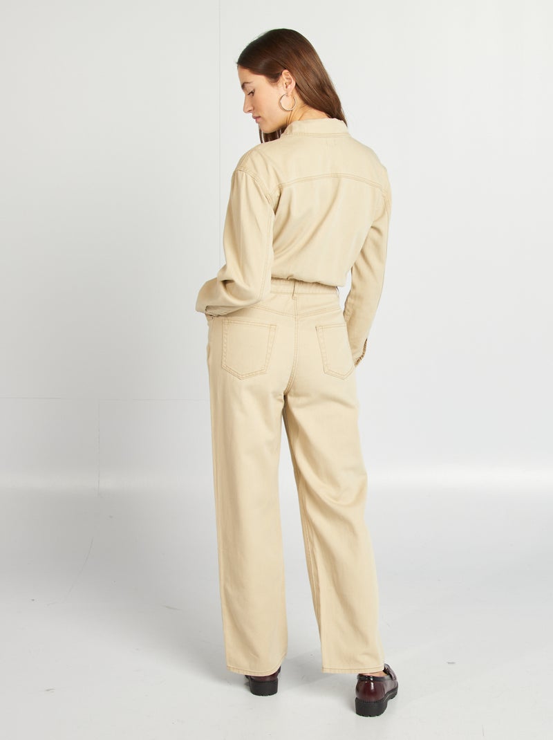 Combinaison longue en jean Beige - Kiabi