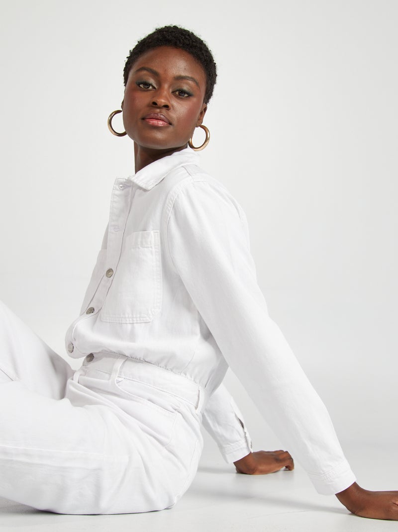 Combinaison longue en jean blanc - Kiabi
