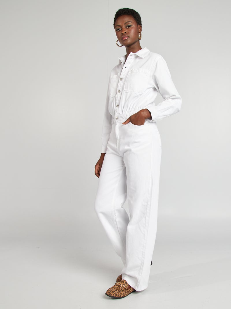 Combinaison longue en jean blanc - Kiabi