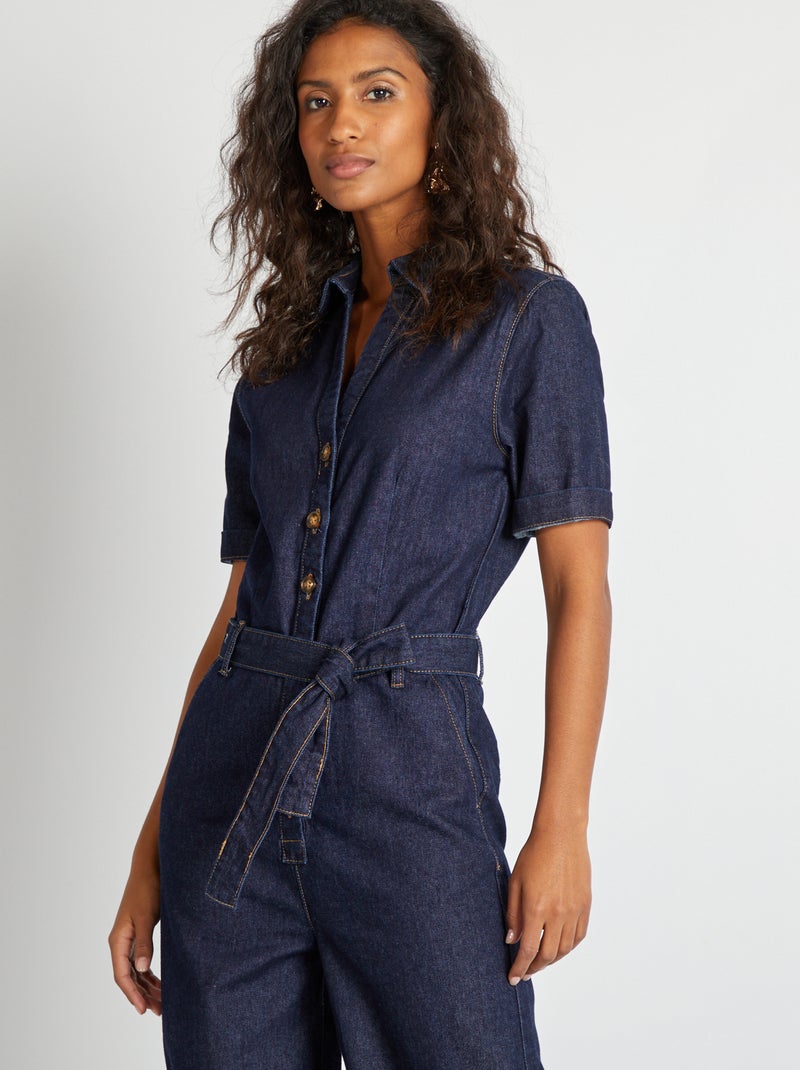 Combinaison longue en jean BLEU - Kiabi