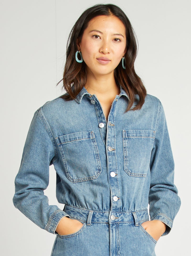 Combinaison longue en jean Bleu - Kiabi