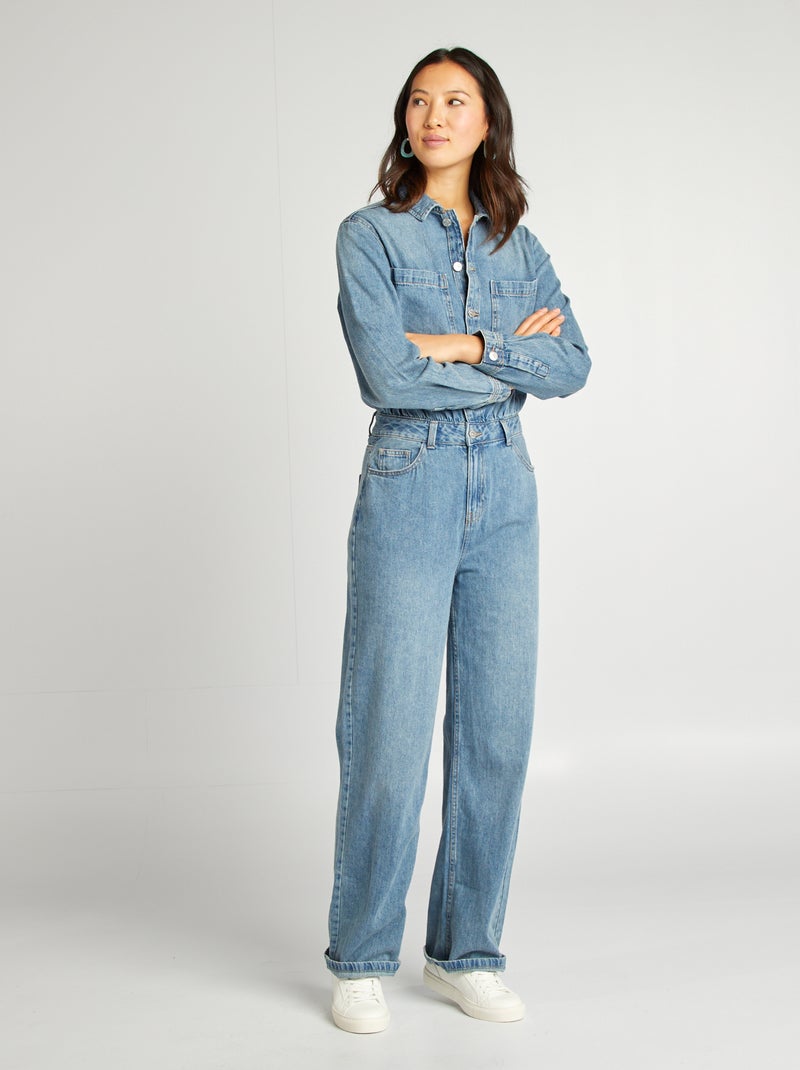 Combinaison longue en jean Bleu - Kiabi