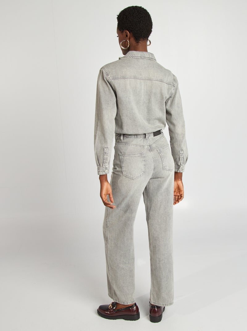 Combinaison longue en jean Gris - Kiabi