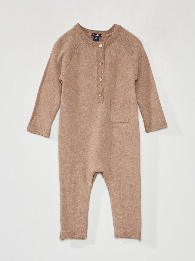 Combinaison longue en maille tricot Beige - Kiabi