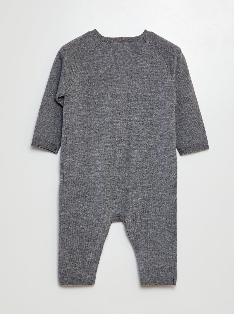 Combinaison longue en maille tricot boutonnée GRIS - Kiabi
