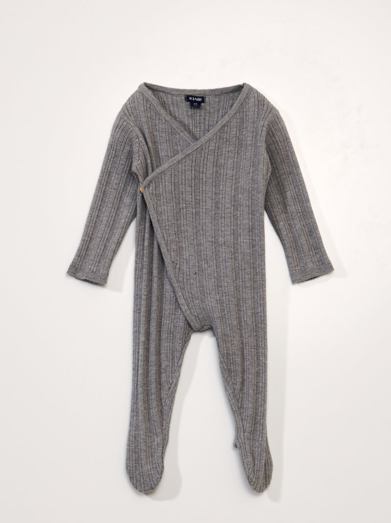Combinaison longue en maille tricot Gris - Kiabi