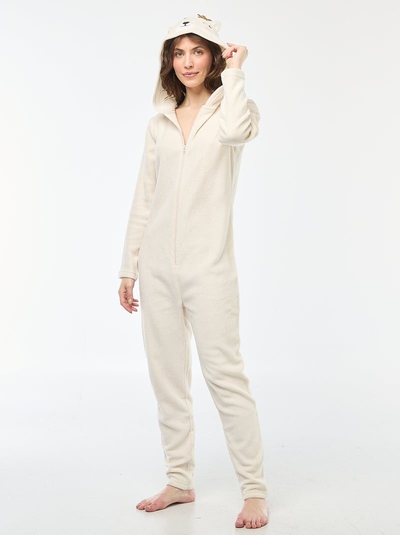 Combinaison longue en polaire animée Rêne Beige - Kiabi