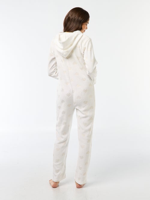 Combinaison longue en polaire avec motif cœur - Kiabi