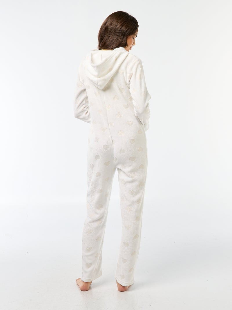 Combinaison longue en polaire avec motif cœur Blanc - Kiabi