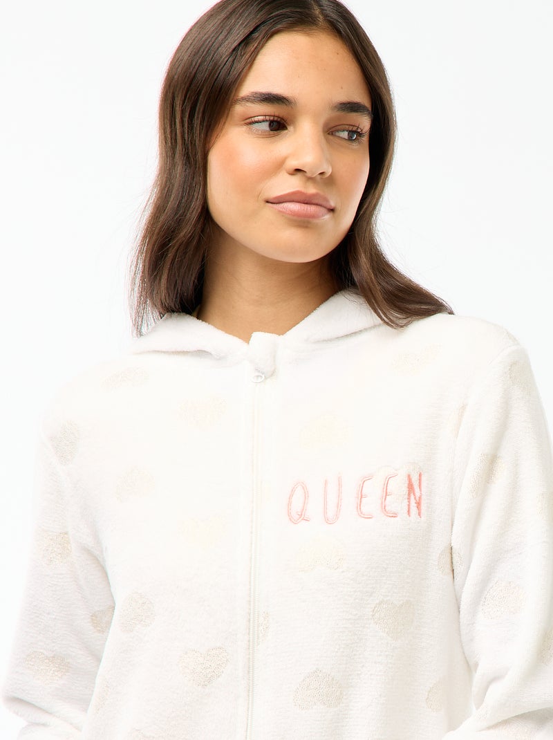 Combinaison longue en polaire avec motif cœur Blanc - Kiabi