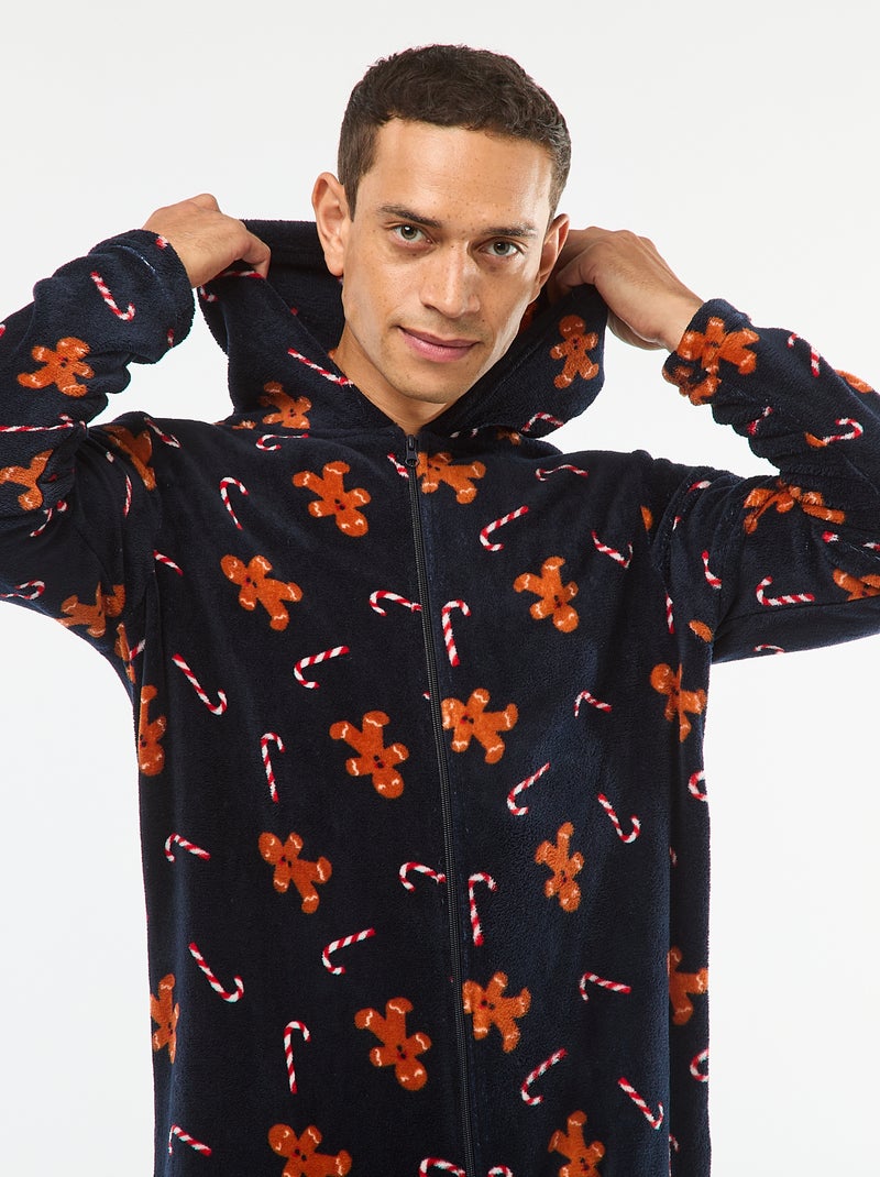 Combinaison longue en polaire Pain d'épices Bleu - Kiabi