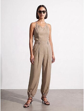 Combinaison longue en tencel à col halter dilvin