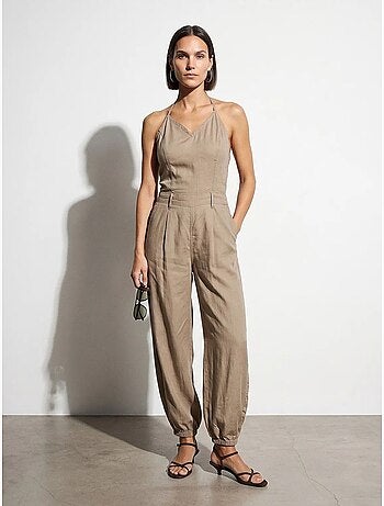 Combinaison longue en tencel à col halter dilvin