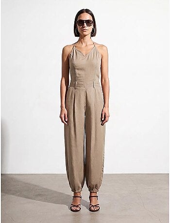 Combinaison longue en tencel à col halter dilvin