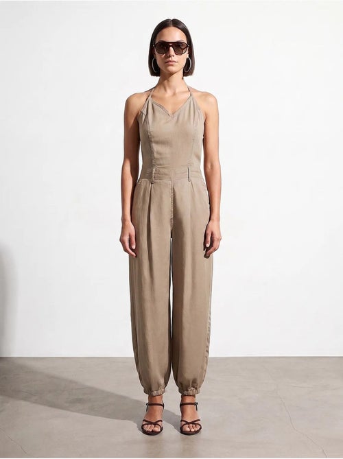 Combinaison longue en tencel à col halter dilvin - Kiabi