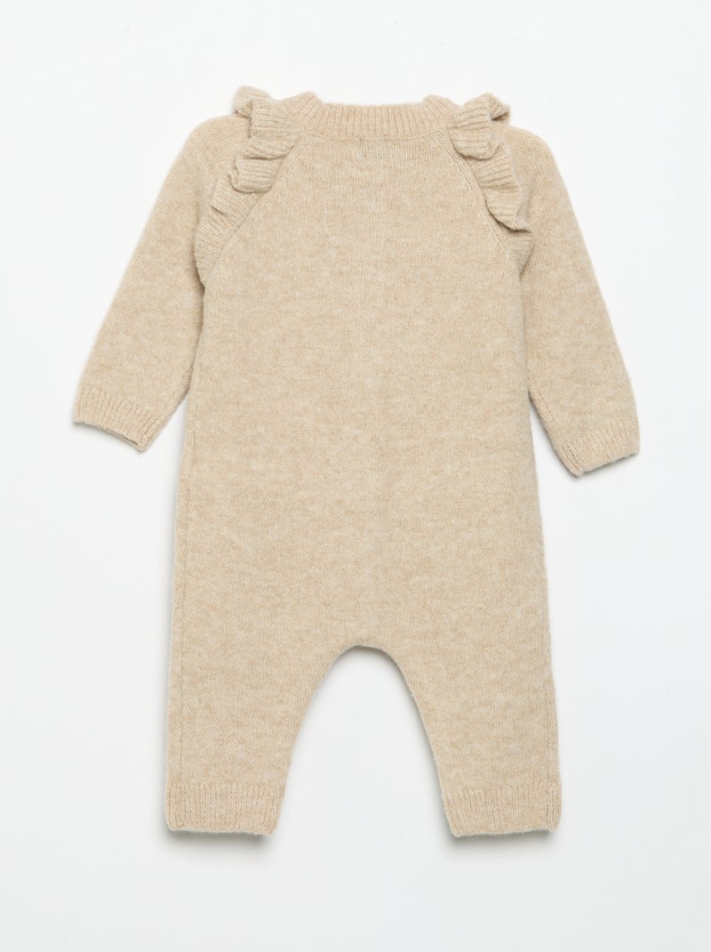Combinaison longue en tricot avec cœurs Beige - Kiabi